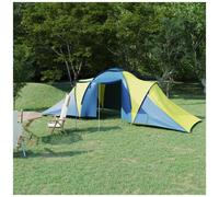 AX Tenda 6persone 2Scomparti Pavimento Zanzariera Blu Giallo Campeggio New 93185
