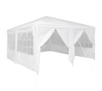 vidaXL Tenda da Festa con 8 Pareti Laterali Bianche 4 x 4m in PE, Gazebo Esterno Pop Up 400 x 400cm, Resistente alle Intemperie, Perfetta per Raduni, Buffet e Celebrazioni in Famiglia, Ombra per Eve