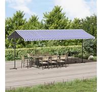 vidaXL Tenda da Sole Blu e Bianca 600x300 cm in Tessuto e Acciaio