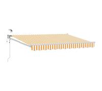 vidaXL Tenda da sole elettrica allungabile giallo e bianco 2,5 x 2 m, tenda da sole automatica, moderna baldacchino elettrico, soluzione parasole estraibile, copertura in alluminio