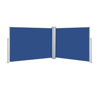 vidaXL Tenda da Sole Laterale Retrattile per Patio Privacy Automatica Schermo Parasole Frangivento 100x1000 cm in Tessuto PU Blu Telaio in Ferro
