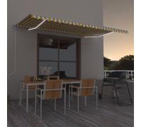vidaXL Tenda da Sole Manuale con LED 500x300cm Giallo e Bianco