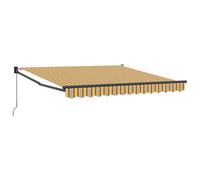 vidaXL Tenda da Sole Manuale Retrattile 350 x 250 cm Striscia Gialla e Grigia. Perfetta per Creare Ombra all'Esterno. È Impermeabile e Resistente ai Raggi UV. Il Tessuto è Durevole. Ottima per balco