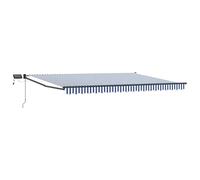 vidaXL Tenda da sole manuale retrattile con LED blu e bianco, 4 x 2 m, moderna, resistente, tenda da sole retrattile, manuale, salvaspazio, portico a LED, tettoia da giardino