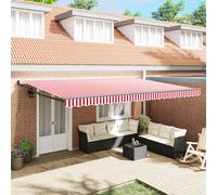 vidaXL Tenda da Sole Manuale Retrattile Rossa e Bianca 500x300 cm