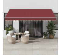 vidaXL Tenda da Sole Retrattile Automatica con LED Bordò 450x350 cm