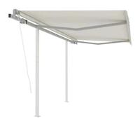VIDAXL - Tenda da Sole Retrattile Automatica con Pali 3,5x2,5 m Crema