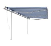 VIDAXL - Tenda da Sole Retrattile Automatica con Pali 6x3 m Blu e Bianca