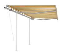 vidaXL Tenda da Sole Retrattile Automatica e Pali 3x2,5m Gialla Bianca