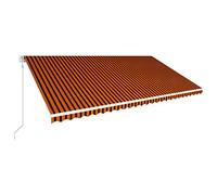 vidaXL Tenda da Sole Retrattile Automatica per Finestra Schermo Parasole a Scomparsa 600x300 cm in Tessuto PU Arancione e Marrone Telaio in Alluminio