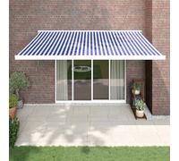 vidaXL Tenda da Sole Retrattile Blu e Bianca 4x3 m Tessuto e Alluminio