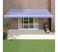 vidaXL Tenda da Sole Retrattile Blu e Bianca 5x3 m Tessuto e Alluminio