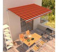vidaXL Tenda da Sole Retrattile Manuale per Finestra Schermo Parasole a Scomparsa 450x300 cm in Tessuto PU Arancione e Marrone Telaio in Alluminio