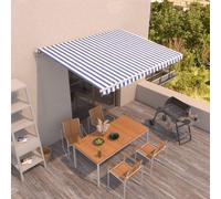 VidaXL Tenda da Sole Retrattile Manuale 450x350 cm Blu Bianca