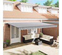 vidaXL Tenda da Sole Retrattile Manuale Antracite e Bianco 500x300 cm, Tenda Retrattile, Tenda da Patio, tettoia, Tenda da Sole, tettoia per Porta