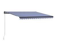 vidaXL Tenda da Sole Retrattile Manuale Balcone Tendone Avvolgibile Tendina Parasole Telo Veranda Giardino Telone Tendaggi 450x300cm Blu e Bianca