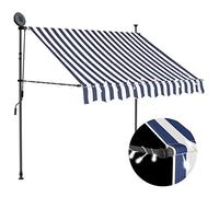 vidaXL Tenda da Sole Retrattile Manuale con LED 150 cm Blu e Bianco