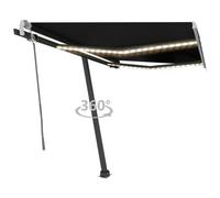 VIDAXL - Tenda da Sole Retrattile Manuale con LED 300x250 cm Antracite