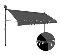 vidaXL Tenda da Sole Retrattile Manuale con LED 350 cm Antracite