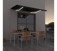 vidaXL Tenda da Sole Retrattile Manuale con LED 350x250 cm Antracite