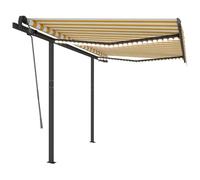 vidaXL Tenda da Sole Retrattile Manuale con LED 3x2,5m Gialla Bianca