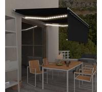 vidaXL Tenda da Sole Retrattile Manuale con LED 4,5x3 m Antracite