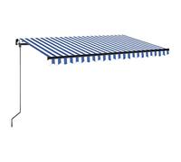 vidaXL Tenda da Sole Retrattile Manuale con LED 400x350 cm Blu Bianco