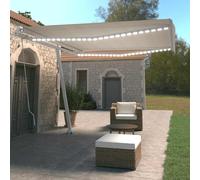 VIDAXL - Tenda da Sole Retrattile Manuale con LED 400x350 cm Crema