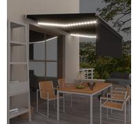 VIDAXL - Tenda da Sole Retrattile Manuale con LED 4x3 m Antracite