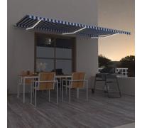 VidaXL Tenda da Sole Retrattile Manuale con LED 600x350 cm Blu Bianco