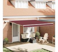 vidaXL Tenda da Sole Retrattile Manuale con LED Bordò 400x300 cm