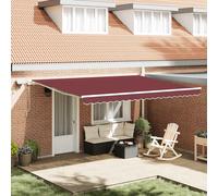 vidaXL Tenda da Sole Retrattile Manuale con LED Bordò 450x300 cm