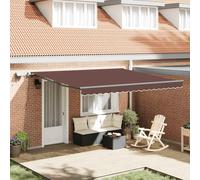 vidaXL Tenda da Sole Retrattile Manuale con LED Marrone 400x300 cm