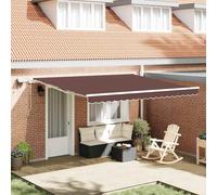vidaXL Tenda da Sole Retrattile Manuale con LED Marrone 400x300 cm, Tenda Retrattile, Tenda da Patio, tettoia, Tenda da Sole, tettoia per Porta