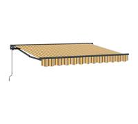 vidaXL Tenda da sole retrattile manuale, gialla, grigia e 3,5 x 2 m, moderna tenda retrattile per giardino e terrazza, riparo esterno, resistenza alle intemperie, ombra regolabile
