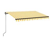 VIDAXL - Tenda da Sole Retrattile Manuale LED 350x250 cm Gialla e Bianca