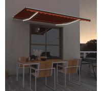 vidaXL Tenda da Sole Retrattile Manuale con LED 450x300 cm Arancio Marrone
