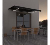 vidaXL Tenda da Sole Retrattile Manuale LED 450x350 cm Antracite