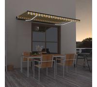 vidaXL Tenda da Sole Retrattile Manuale LED 450x350 cm Giallo Bianco