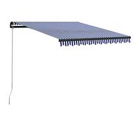 vidaXL Tenda da Sole Retrattile Manuale Parasole Telo Telone Tendaggi Veranda Giardino Balcone Tendone Avvolgibile Tendina 350x250cm Blu e Bianca