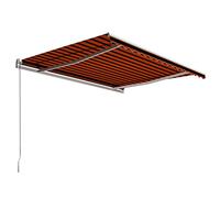 vidaXL Tenda da Sole Retrattile Manuale per Finestra Schermo Parasole a Scomparsa 400x300 cm in Tessuto PU Arancione e Marrone Telaio in Alluminio