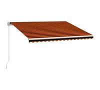 vidaXL Tenda da Sole Retrattile Manuale per Finestra Schermo Parasole a Scomparsa 450x300 cm in Tessuto PU Arancione e Marrone Telaio in Alluminio