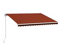 vidaXL Tenda da Sole Retrattile Manuale per Finestra Schermo Parasole a Scomparsa 450x300 cm in Tessuto PU Arancione e Marrone Telaio in Alluminio