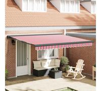 vidaXL Tenda Retrattile Manuale a Strisce Rosse e Bianche 400 x 300cm Resistente alle Intemperie Tenda da Sole per Balcone Patio Ombra Esterna Protezione Solare Moderna Canopy Regolabile