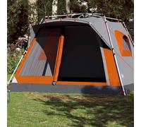 vidaXL Tenda Familiare 7 Persone Grigio e Arancione a Rilascio Rapido, tenda da campeggio, tenda da esterno, tenda impermeabile, tenda da giardino