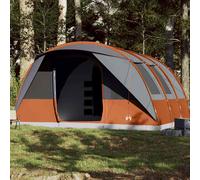 vidaXL Tenda Familiare a Tunnel 7Persone Grigia Arancione Impermeabile