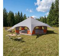 vidaXL Tenda Familiare Grigio e arancione 18 Persone, Tenda Moderna per Famiglia, Attrezzatura da Campeggio, Riparo Resistente a Qualsiasi Stagione, Perfetta per Avventure