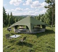 vidaXL Tenda Familiare Verde 18 Persone, Tenda Moderna per Famiglia, Attrezzatura da Campeggio, Riparo Resistente a Qualsiasi Stagione, Perfetta per Avventure