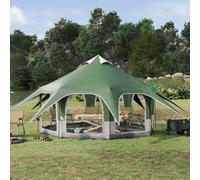 vidaXL Tenda familiare verde per 5 persone, in poliestere 185T con rivestimento in poliuretano, moderna tenda familiare per campeggio, zaino da avventura, resistente alle intemperie durante