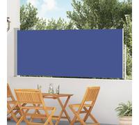 vidaXL Tenda da Sole Laterale Retrattile per Patio Privacy Automatica Schermo Parasole Frangivento 120x500 cm in Tessuto PU Blu Telaio in Ferro